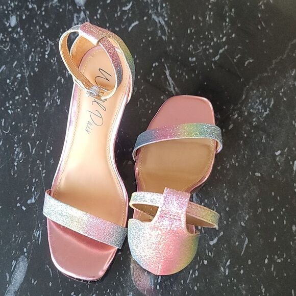 WILD PAIR BETHIE2 RAINBOW GLITTER BREATHABLE BESTIE SQUARE TOE SANDAL - Picture 7 of 16